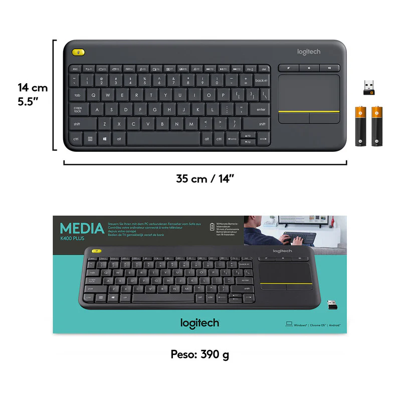 Teclado Touch Inalámbrico Logitech K400 Smart TV